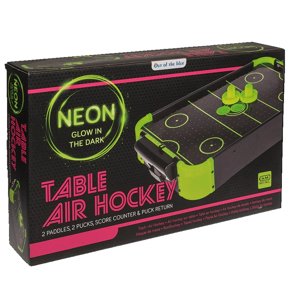 Stolný air hockey svietiaci v tme – Glow in the Dark, pre dvoch hráčov