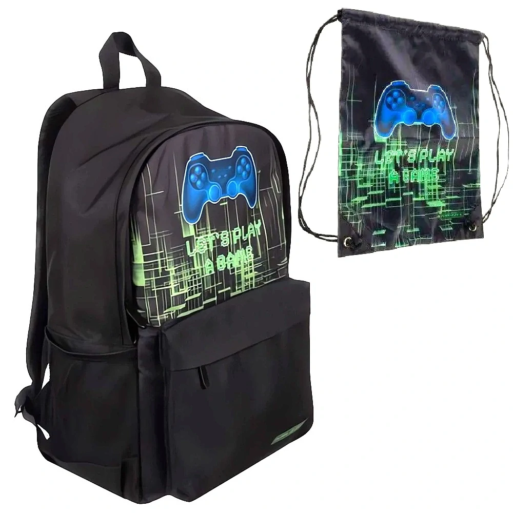 Školský batoh s vakom na prezúvky Kruzzel 22 l - Gamepad