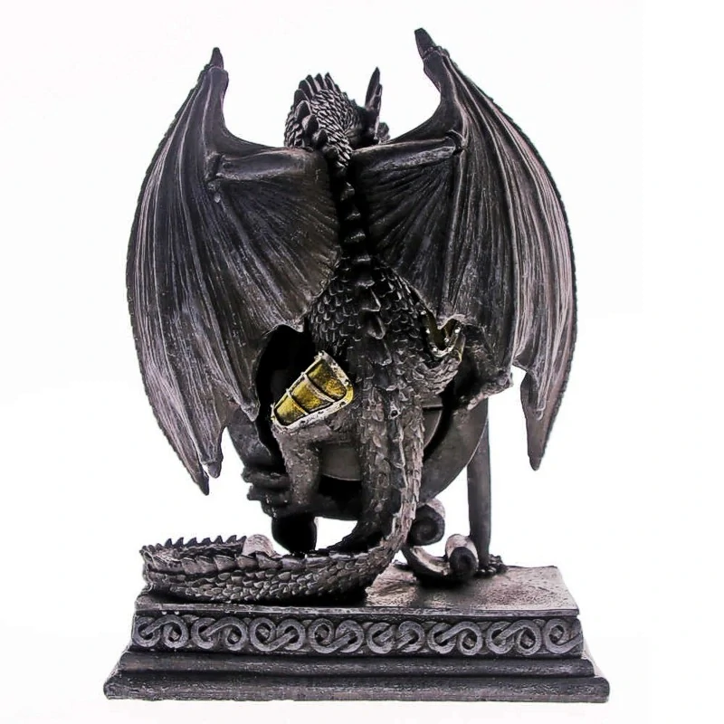 Fantasy stolové hodiny - Dračí ochranca času s mečom