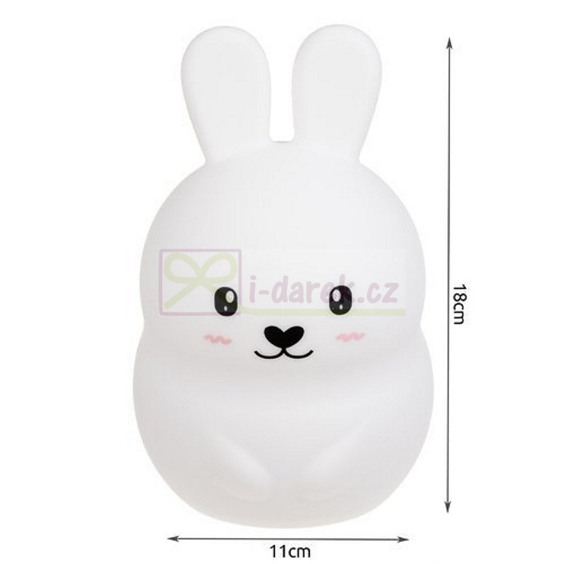 Detská dobíjacia RGB lampička s ovládačom 18cm - BIELY ZAJAČIK