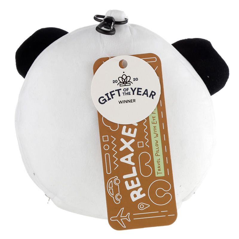 Detský plyšový cestovný vankúšik s maskou na oči – Panda