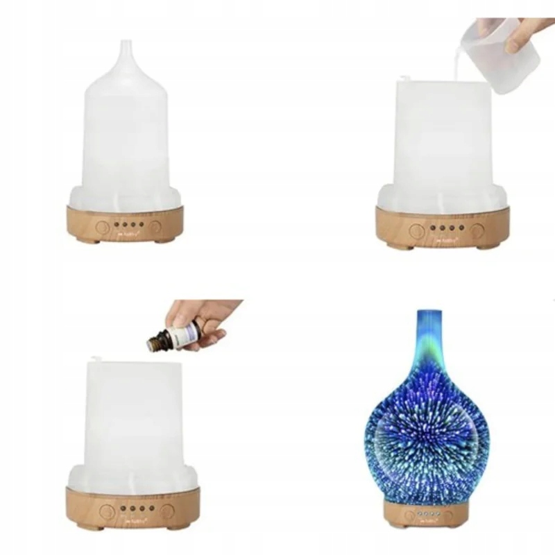 Zvlhčovač vzduchu 100ml s LED podsvietením s 3D efektom - aróma difuzér