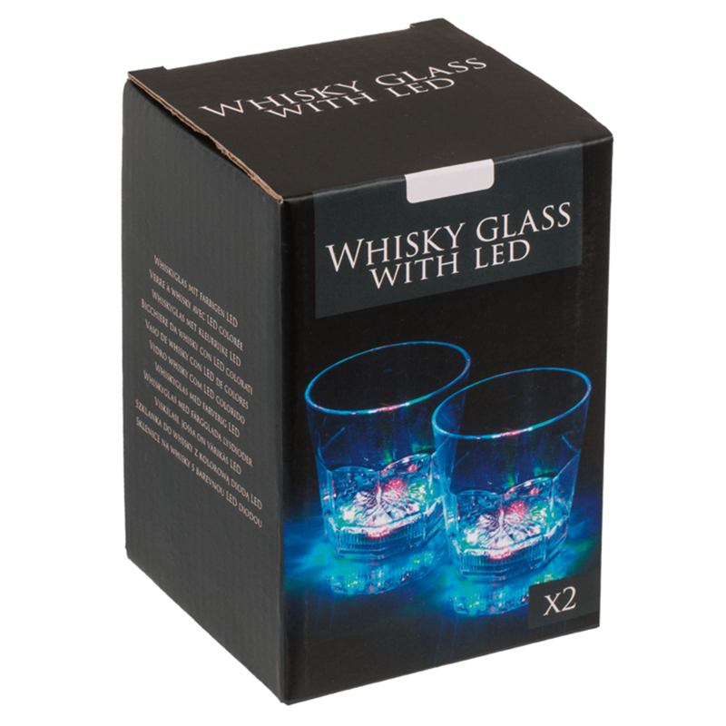 Set 2ks akrylové poháre na wisky s LED farebným podsvietením