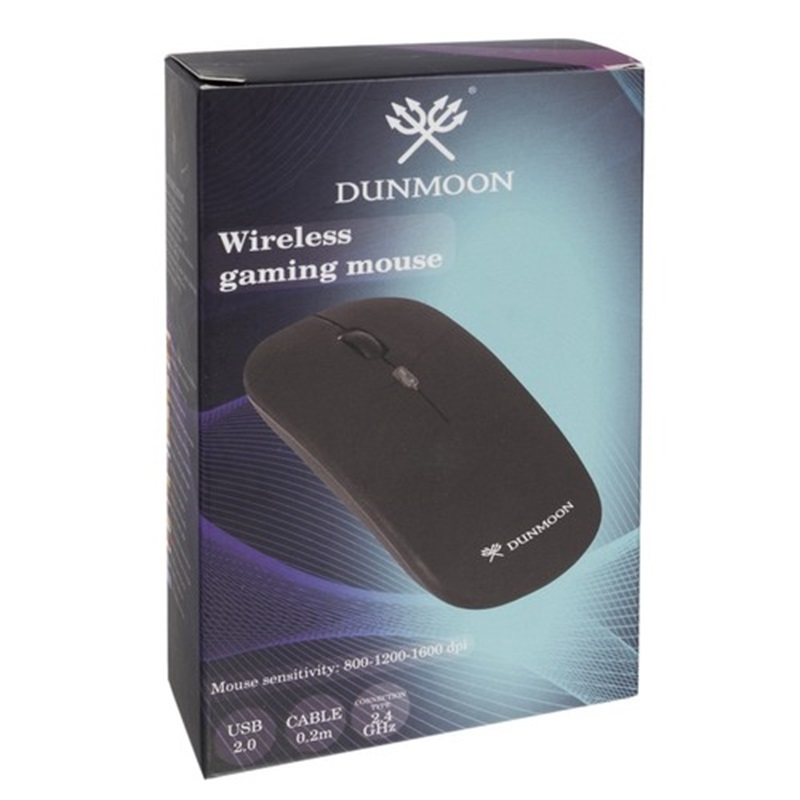 RGB bezdrôtová myš 1600 DPI Dunmoon 21843 – čierna