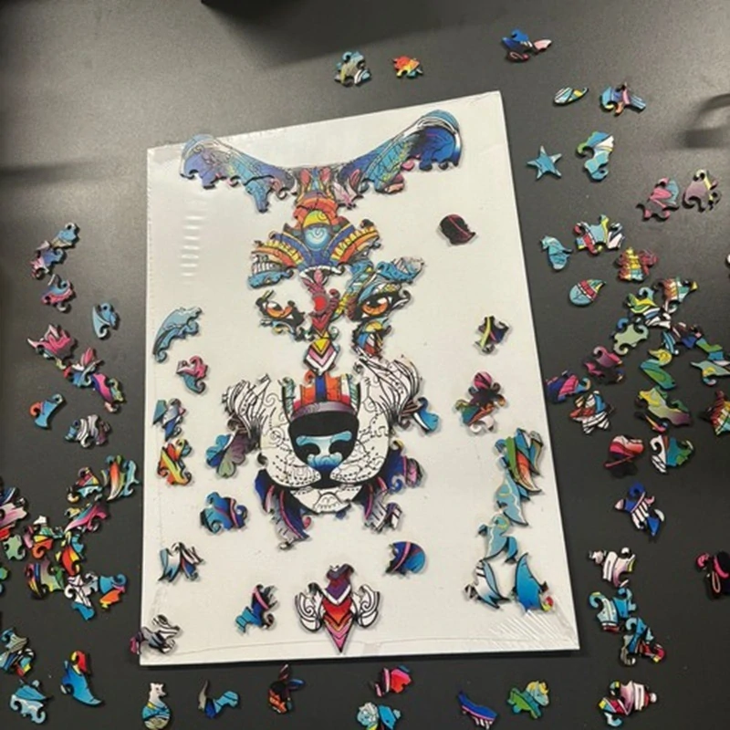 Drevené puzzle 170 dielikov 38x27cm - Pestrofarebný vlk