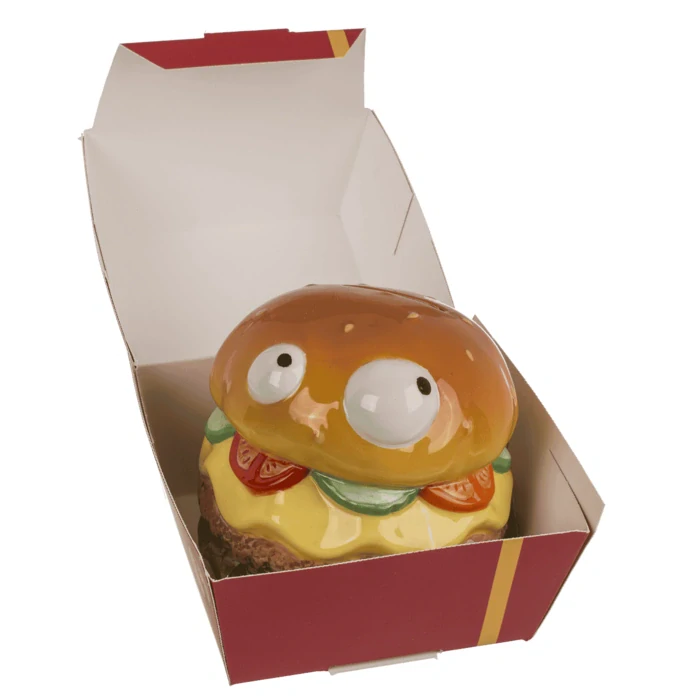 Pokladnička s očami – Hamburger v krabičke z fastfoodu