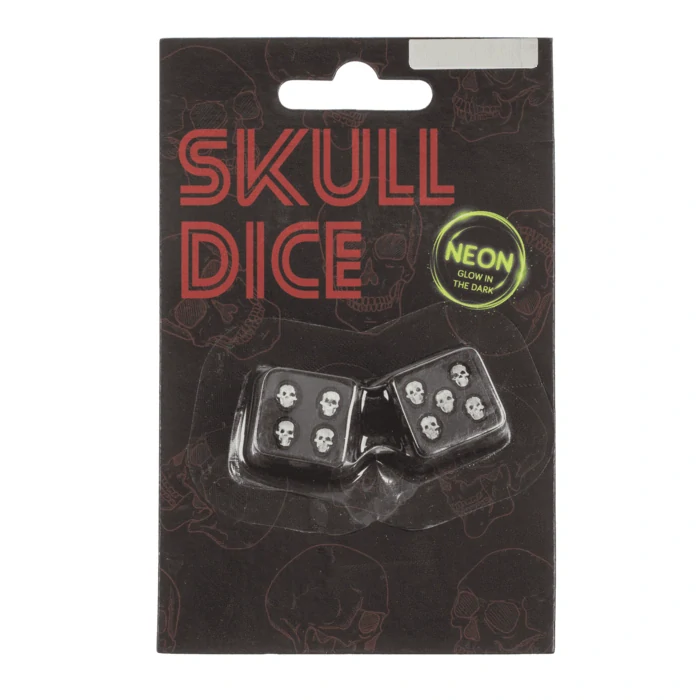 Svietiace hracie kocky s lebkami 2 ks – NEON Glow in the Dark