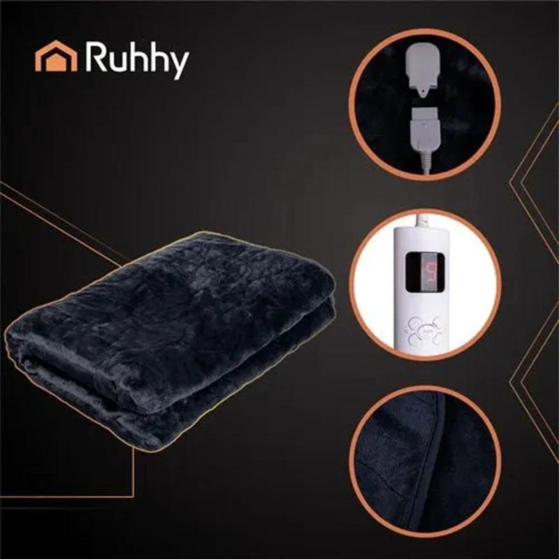Veľká vyhrievaná deka 180x130cm, 9 výkonov, automatické vypnutie a ochrana pred prehriatím- čierna