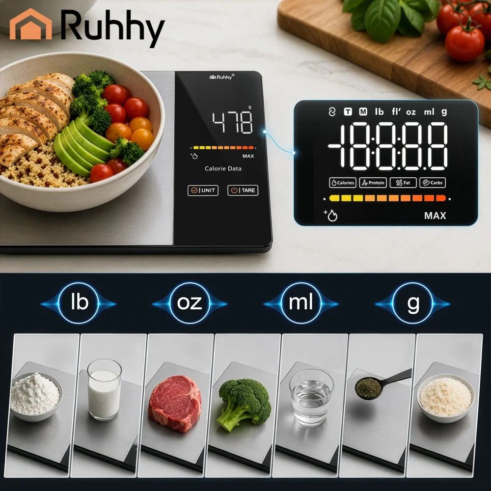 Inteligentná kuchynská váha pre fitness a zdravú výživu 24632 – nutričné hodnoty v aplikácii