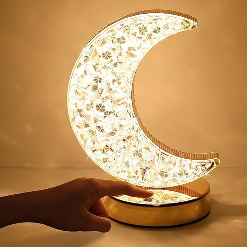 Zlatistá RGB lampička 18cm - KRIŠŤÁLOVÝ POĽMESIAC