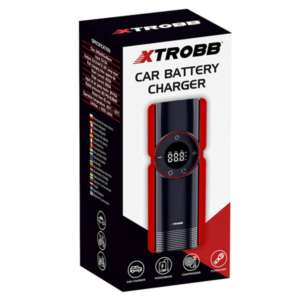 Štartér pre auto XTROBB 6v1 – 10 000 mAh, kompresor, powerbank, baterka