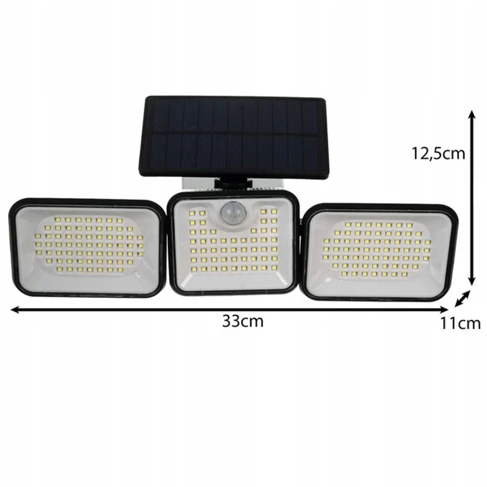 Solárne výkonné vonkajšie osvetlenie 180 LED lampa so senzorom pohybu - 24889