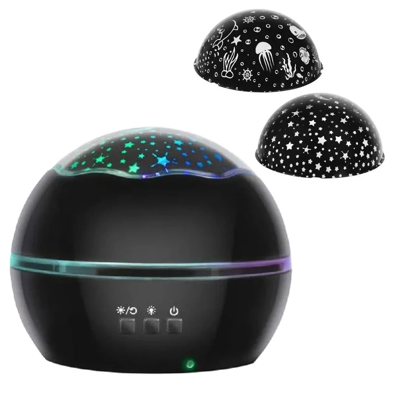 Rotujúci projektor nočná obloha, morský svet - černý LP16857