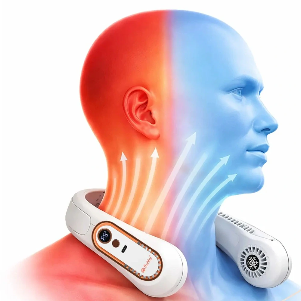 Bezlopatkový ventilátor na krk Ruhhy s USB-C nabíjaním a 5 rýchlosťami - prenosné ochladenie s voľnými rukami