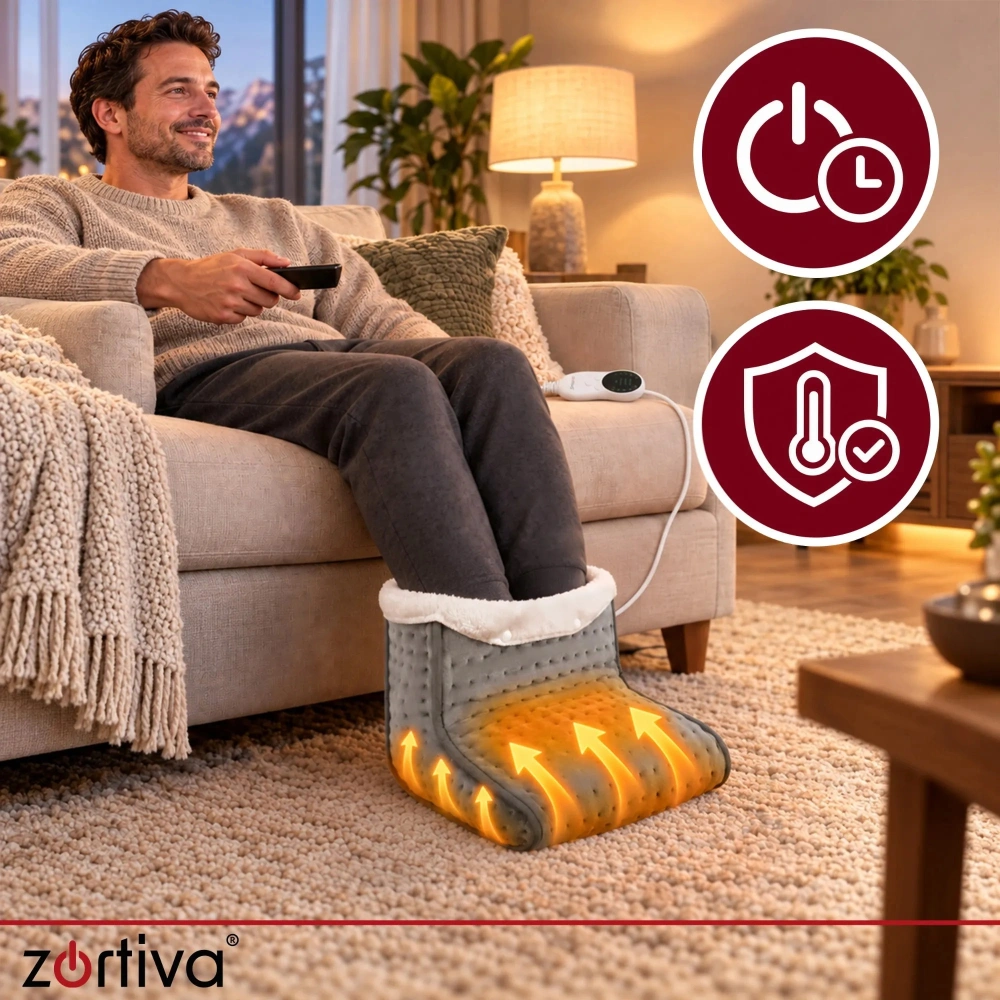 Elektrický ohrievač na obe nohy Zortiva 30 × 30 cm – časovač a 10 stupňov