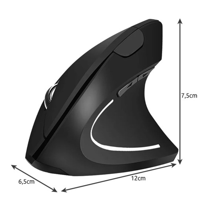 Ergonomická vertikálna bezdrôtová 2,4GHz myš - čierna