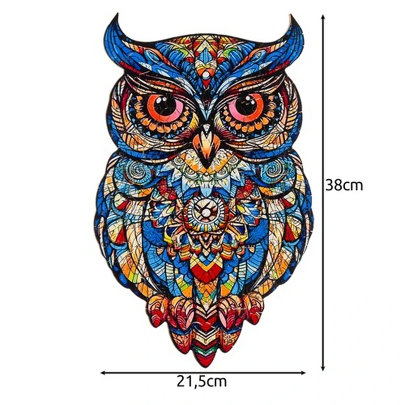 Drevené puzzle 177 dielikov 38x21, 5cm – Pestrofarebná sova