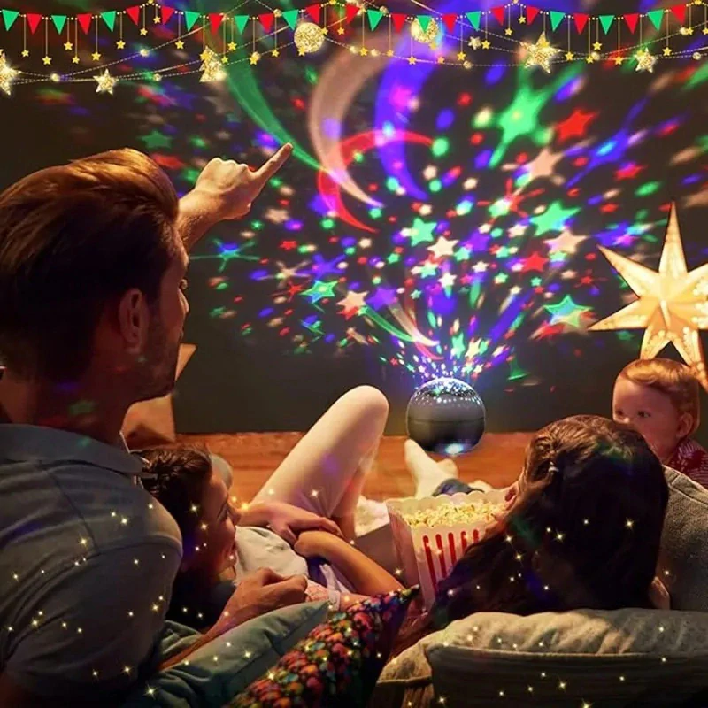 Rotujúci projektor nočná obloha, morský svet - černý LP16857