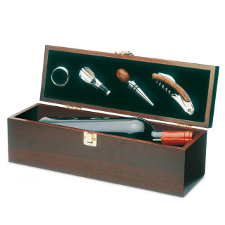 Elegantný drevený obal na víno 4 nástroje v sete k vínu