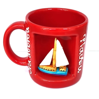 Originální hrníček plachetnice NA DOBROU PLAVBU - červená (CZ)