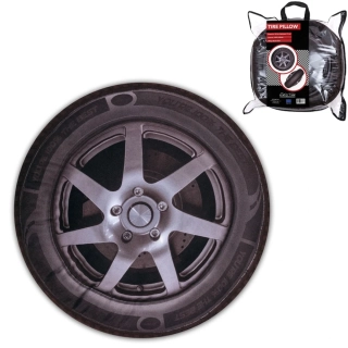 Veľký vankúš pre automechanikov a motoristov – v tvare pneumatiky s realistickou potlačou disku