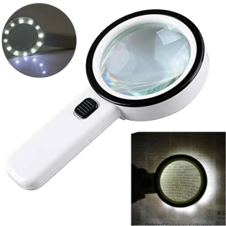 Veľká lupa s 12 LED osvetlením - biela