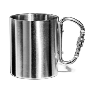 Chladiaci nerezový hrnček s karabínou - dvojitá stena 