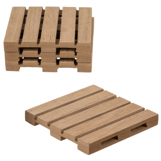 Drevený podtácok paleta 9,8x9,8cm v sade 4ks