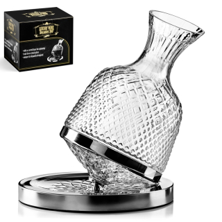 Rotujúca krištáľová karafa na víno 360° - dekantér