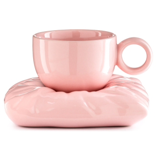 Keramická šálka na vankúšikovom podšálku Royal cup - ružová