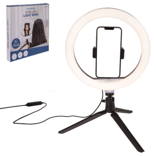 Kruhové selfie LED svetlo s držiakom mobilu a statívom