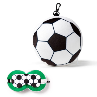 Detský plyšový cestovný vankúšik s maskou na oči – Futbalová lopta