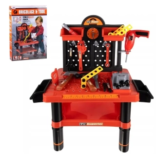 Detská dielňa s ponkom, zverákom, el. vŕtačkou a náradím - 22950