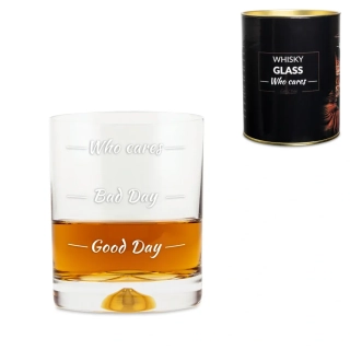 Whisky pohár v plechovej darčekovej krabičke - Who Cares