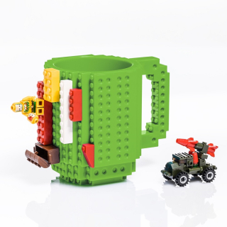 Stavebnicový hrnček na kocky - zelený