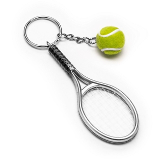 Prívesok na kľúče pre tenistu - Raketa s výpletom a loptička