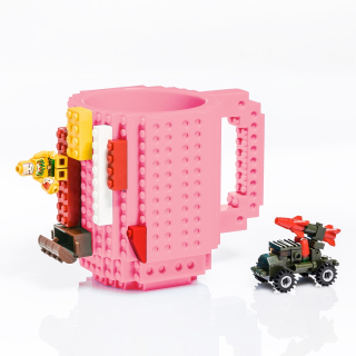 Stavebnicový hrnček na kocky - ružový