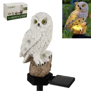 Záhradné solárne osvetlenie podsvietená BIELA SOVA - 23847
