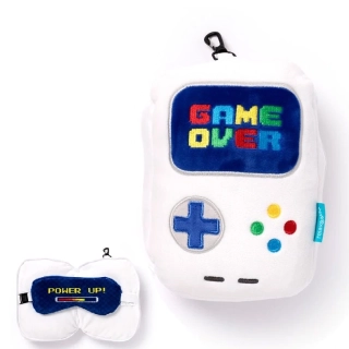 Detský plyšový cestovný vankúšik s maskou na oči – Game Over