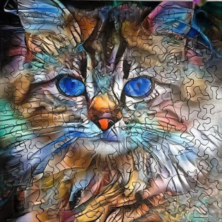 Drevené puzzle 138 dielikov 21x21cm – Modrooká mačka