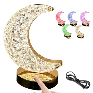 Zlatistá RGB lampička 18cm - KRIŠŤÁLOVÝ POĽMESIAC