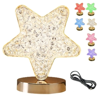 Zlatistá RGB lampička 17cm – KRIŠŤÁLOVÁ HVIEZDA