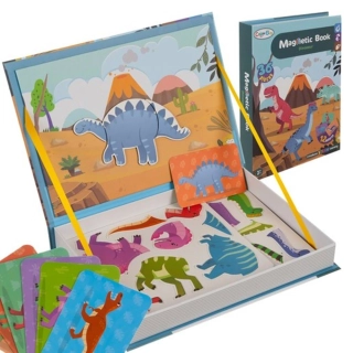 Magnetická tabuľka s puzzle dinosaury v knižke - 24730