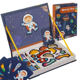 Magnetická tabuľka a puzzle s témou vesmíru v knižke - 24731