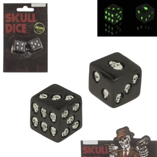 Svietiace hracie kocky s lebkami 2 ks – NEON Glow in the Dark