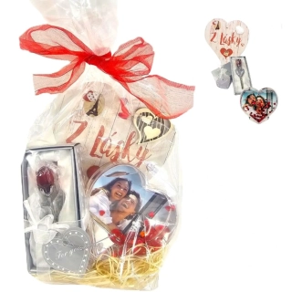 Balíček z lásky FOR YOU – mini krištáľová ruža a fotorámik – Darot