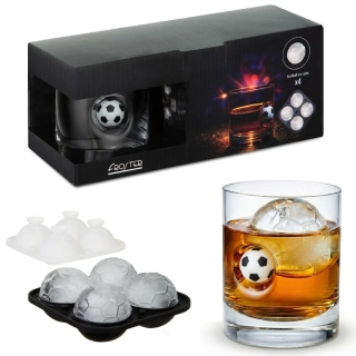 Darčeková sada pre futbalového fanúšika - poháre na whisky s loptou a forma na ľad