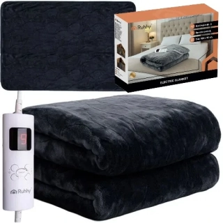 Veľká vyhrievaná deka 180x130cm, 9 výkonov, automatické vypnutie a ochrana pred prehriatím- čierna