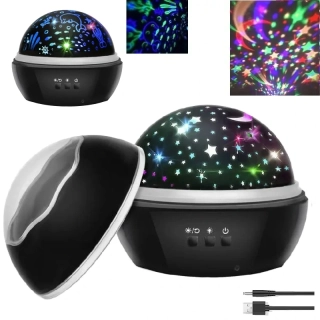 Rotujúci projektor nočná obloha, morský svet - černý LP16857