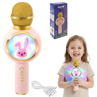 Bezdrôtový karaoke mikrofón pre deti s reproduktorom – ružový, Bluetooth
